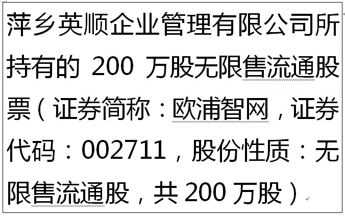 【第一次拍卖】萍乡英顺企业管理有限公司所持有的200万股无限售流通股票（19）